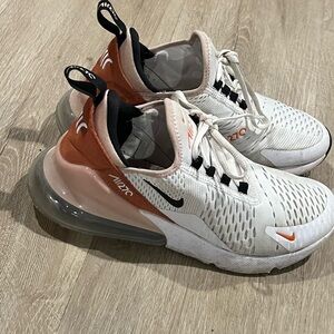 Nike Air Max 270 White and Orange Athletic Shoes